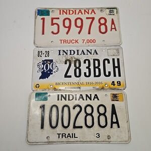 Vintage Indiana IN Bulk Craft License Plate Lot Of 3 Passenger &‎ Truck Types